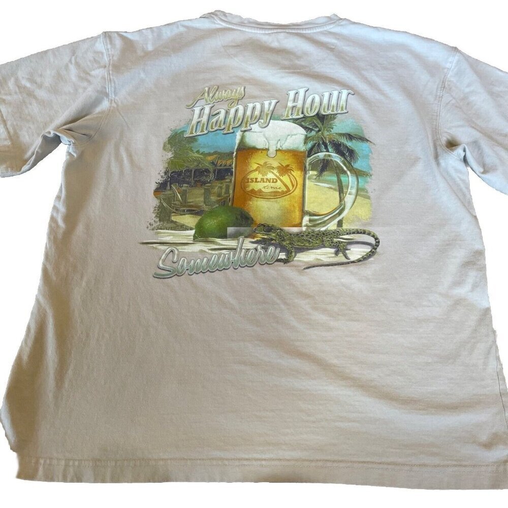 Always Happy Hour Somewhere T Shirt Paradise Shores Graphic Short Sleeve Mens L